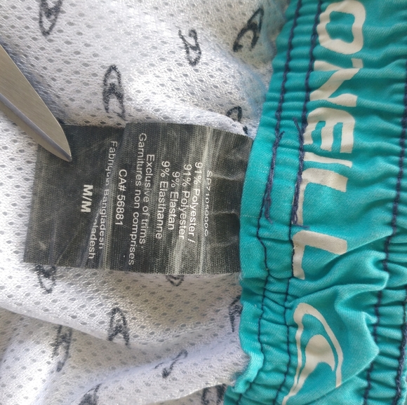 O'Neill Men's Swim/Board Shorts Medium Dark Blue Sky Blue Turquoise Grey Stripes - Picture 5 of 5